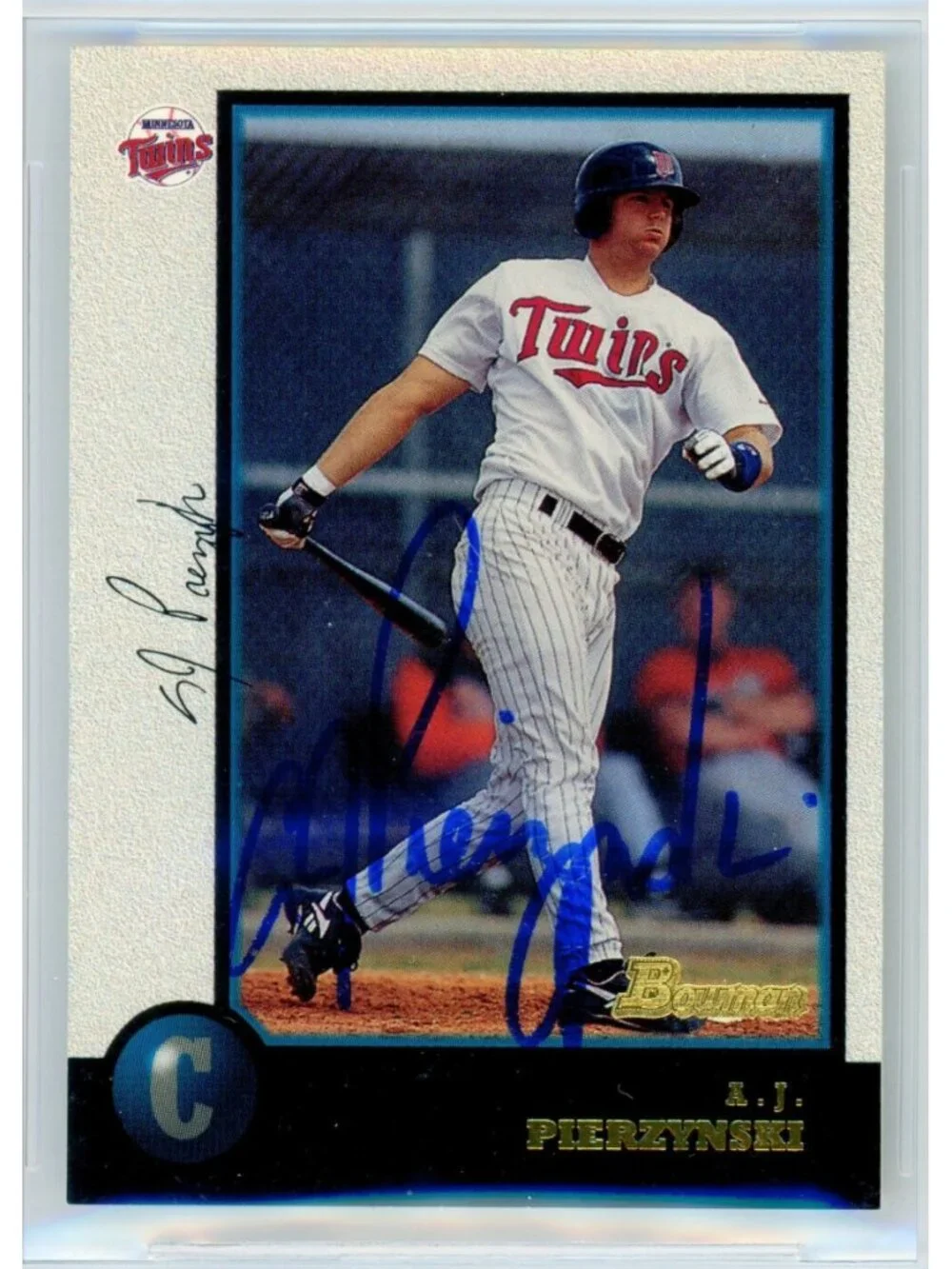 AJ Pierzynski Signed 1998 Bowman #319 Twins Baseball Card BAS Slabbed Auto